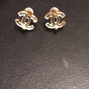 Auth Mirrored Chanel double C earrings